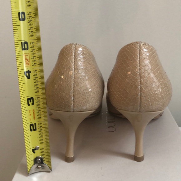 Jimmy Choo Textured Patent Leather Nude Pumps - Picture 4 of 8